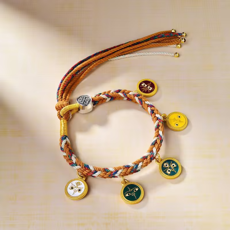 Tibetan Five Gods of Wealth Multicolored Rope Bracelet Tibetan Five Gods of Wealth Multicolored Rope Bracelet