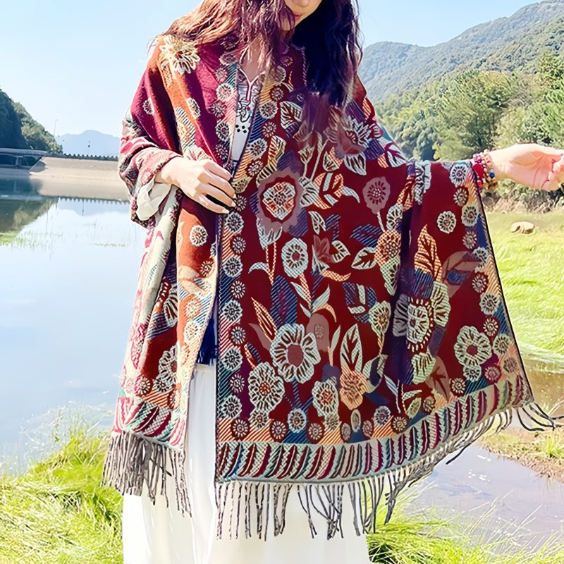 Tibetan Floral Leaves Pattern Shawl Tibetan Floral Leaves Pattern Shawl