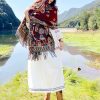 Tibetan Floral Leaves Pattern Shawl Tibetan Floral Leaves Pattern Shawl