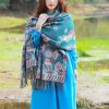Tibetan Floral Leaves Pattern Shawl Tibetan Floral Leaves Pattern Shawl