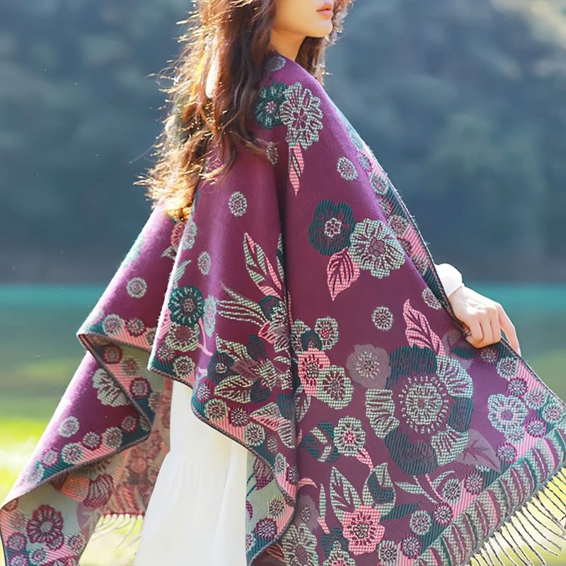Tibetan Floral Leaves Pattern Shawl Tibetan Floral Leaves Pattern Shawl
