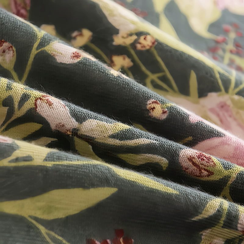 Tibetischer Schal mit floralem Blütenprint Tibetan Shawl Blooming Flowers Print Scarf