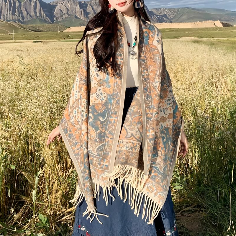 Tibetan Flower Branch Tassel Shawl Tibetan Flower Branch Tassel Shawl
