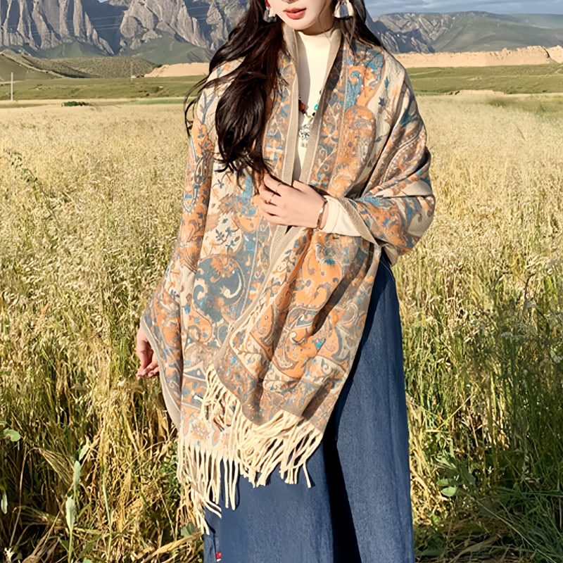 Tibetan Flower Branch Tassel Shawl Tibetan Flower Branch Tassel Shawl
