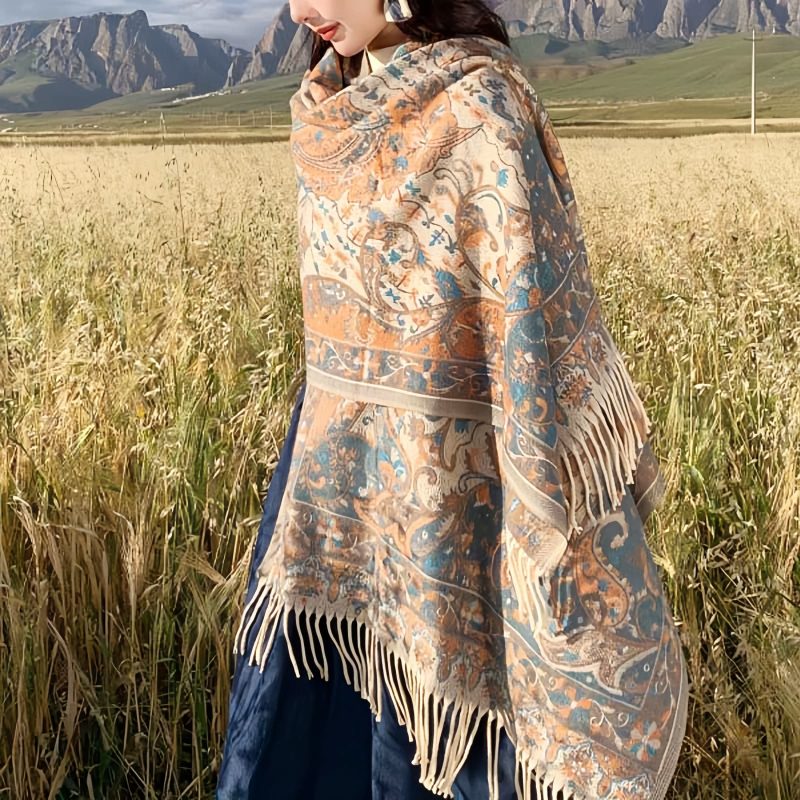 Tibetan Flower Branch Tassel Shawl Tibetan Flower Branch Tassel Shawl