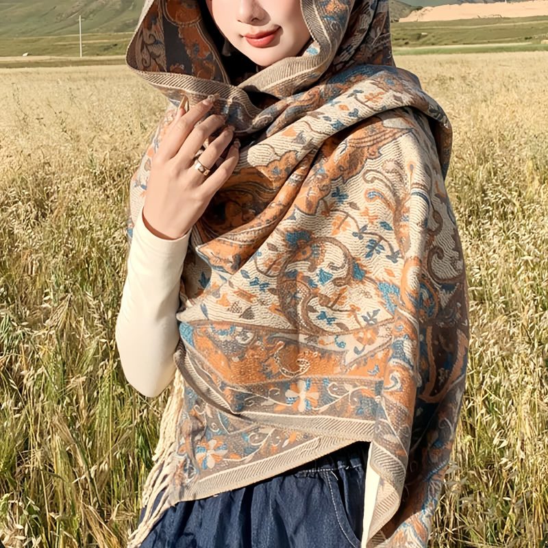 Tibetan Flower Branch Tassel Shawl Tibetan Flower Branch Tassel Shawl