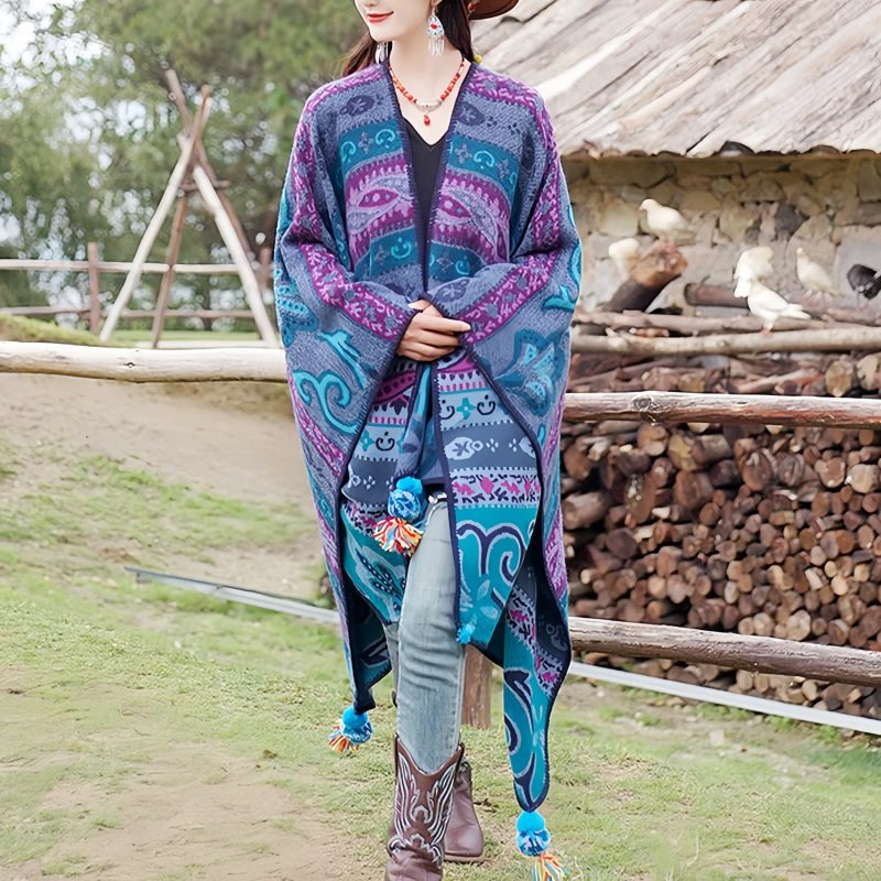 Tibetan Geometric Floral Design Shawl Tibetan Geometric Floral Design Shawl