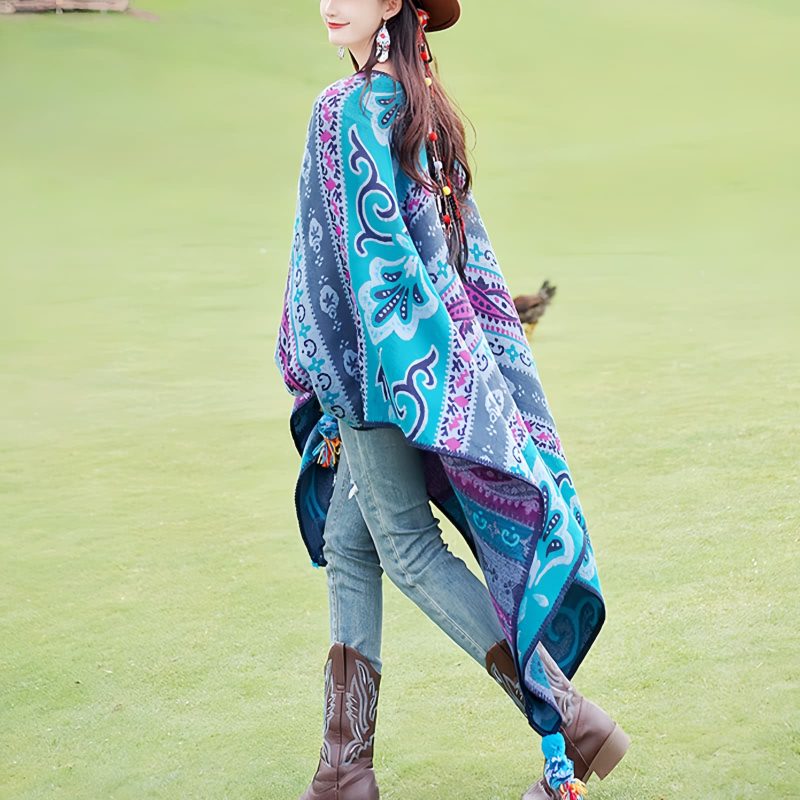 Tibetan Geometric Floral Design Shawl Tibetan Geometric Floral Design Shawl