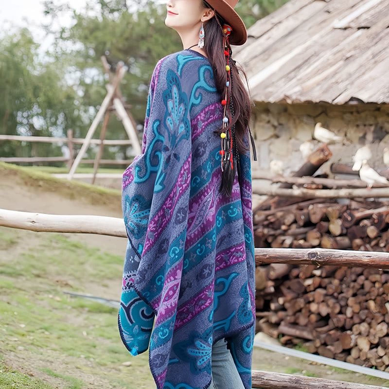 Tibetan Geometric Floral Design Shawl Tibetan Geometric Floral Design Shawl