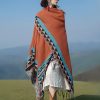 Tibetan Geometric Orange Shawl Tibetan Geometric Orange Shawl