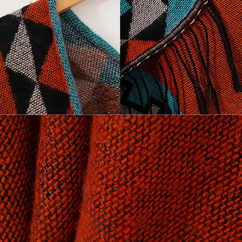Tibetan Geometric Orange Shawl Tibetan Geometric Orange Shawl