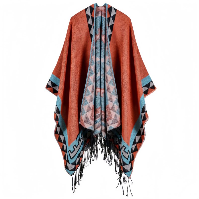 Tibetan Geometric Orange Shawl Tibetan Geometric Orange Shawl