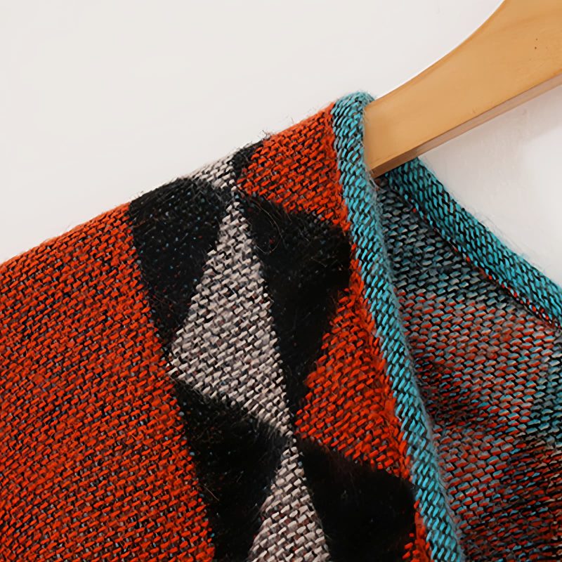 Tibetan Geometric Orange Shawl Tibetan Geometric Orange Shawl