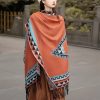 Tibetan Geometric Orange Shawl Tibetan Geometric Orange Shawl