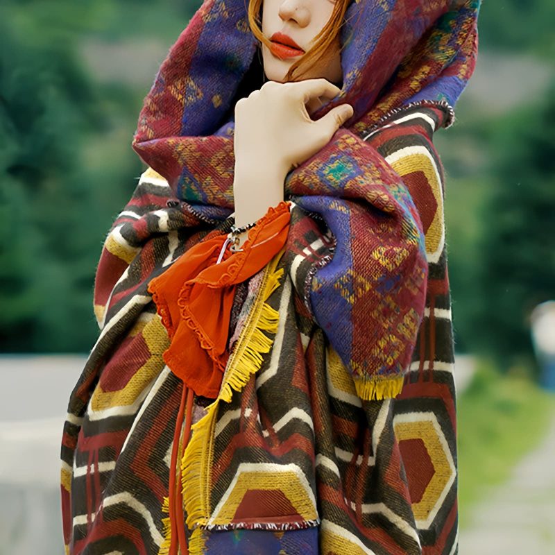 Tibetan Geometric Pattern Shawl Tibetan Geometric Pattern Shawl