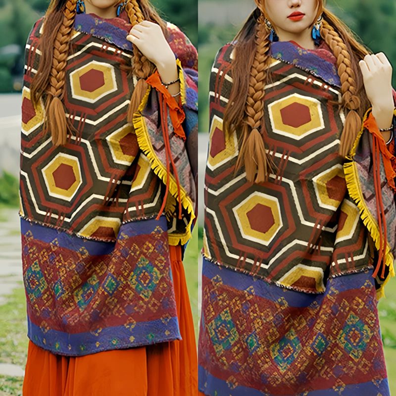 Tibetan Geometric Pattern Shawl Tibetan Geometric Pattern Shawl