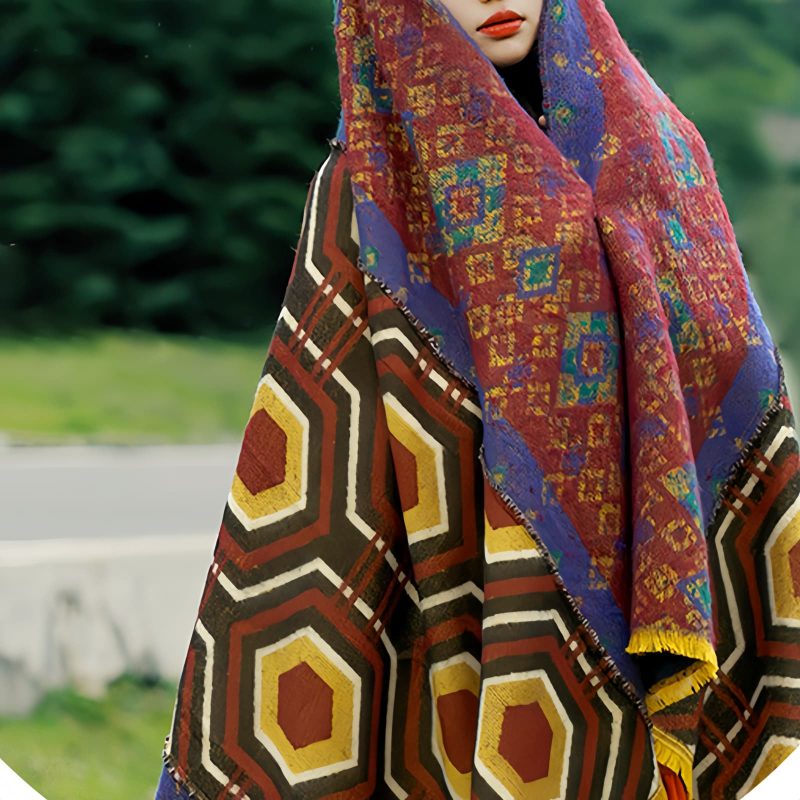 Tibetan Geometric Pattern Shawl Tibetan Geometric Pattern Shawl