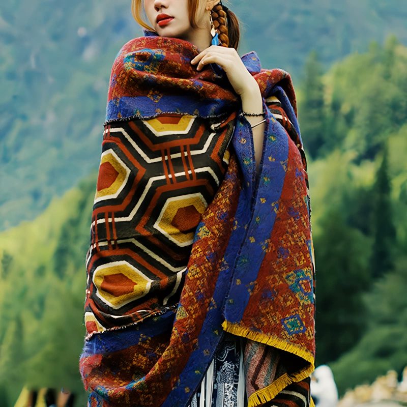 Tibetan Geometric Pattern Shawl Tibetan Geometric Pattern Shawl