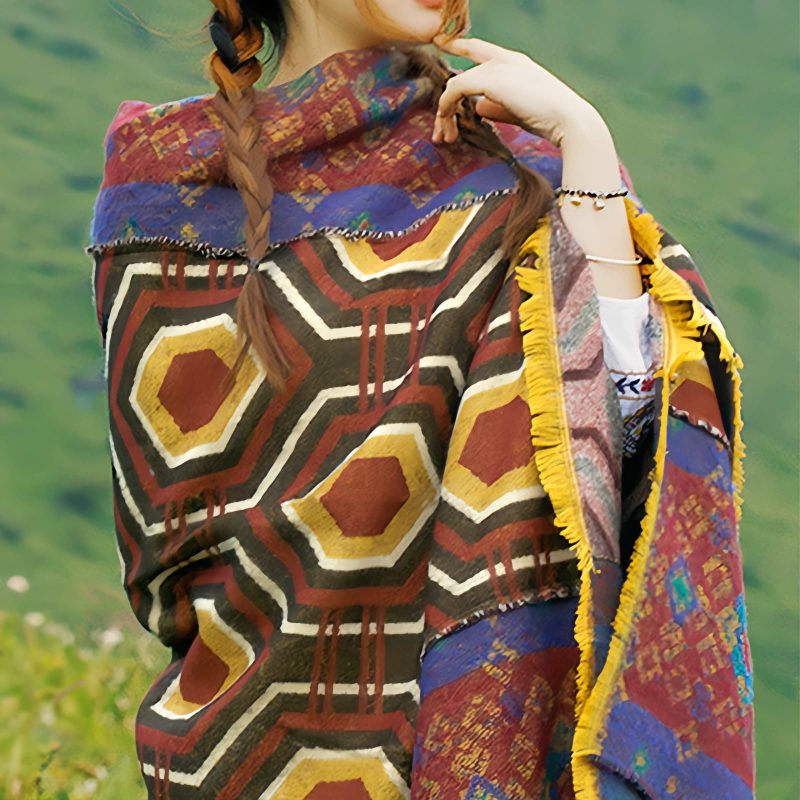 Tibetan Geometric Pattern Shawl Tibetan Geometric Pattern Shawl