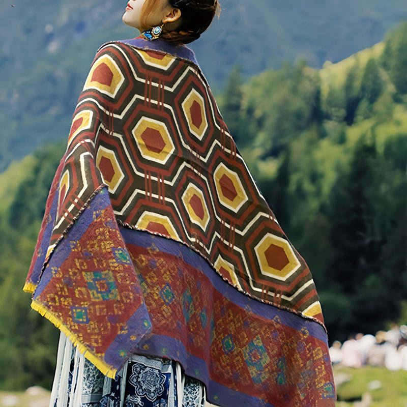 Tibetan Geometric Pattern Shawl Tibetan Geometric Pattern Shawl