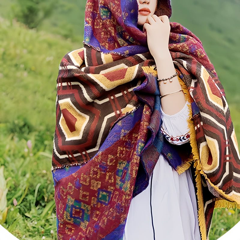 Tibetan Geometric Pattern Shawl Tibetan Geometric Pattern Shawl