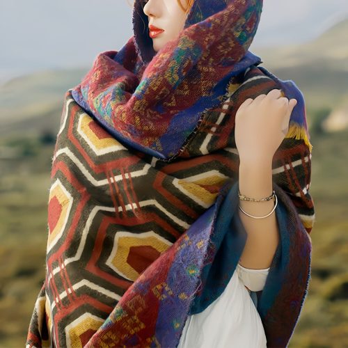Tibet-Schal mit geometrischem Muster Tibet-Schal mit geometrischem Muster