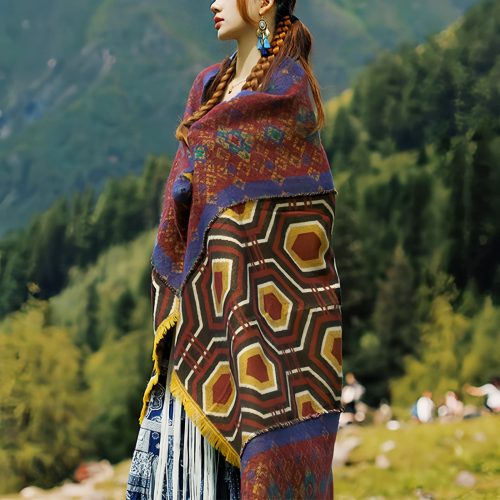 Tibet-Schal mit geometrischem Muster Tibet-Schal mit geometrischem Muster