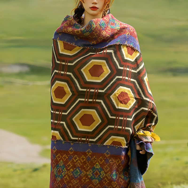 Tibetan Geometric Pattern Shawl Tibetan Geometric Pattern Shawl