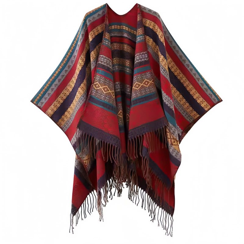 Tibetan Geometric Tassel Shawl Tibetan Geometric Tassel Shawl