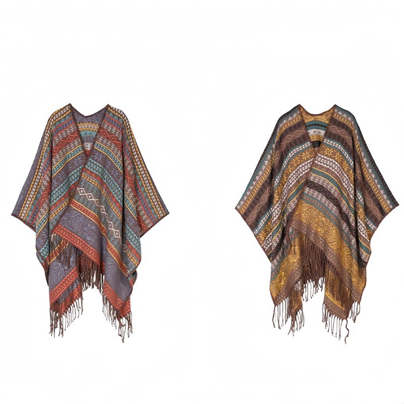 Tibetan Geometric Tassel Shawl Tibetan Geometric Tassel Shawl