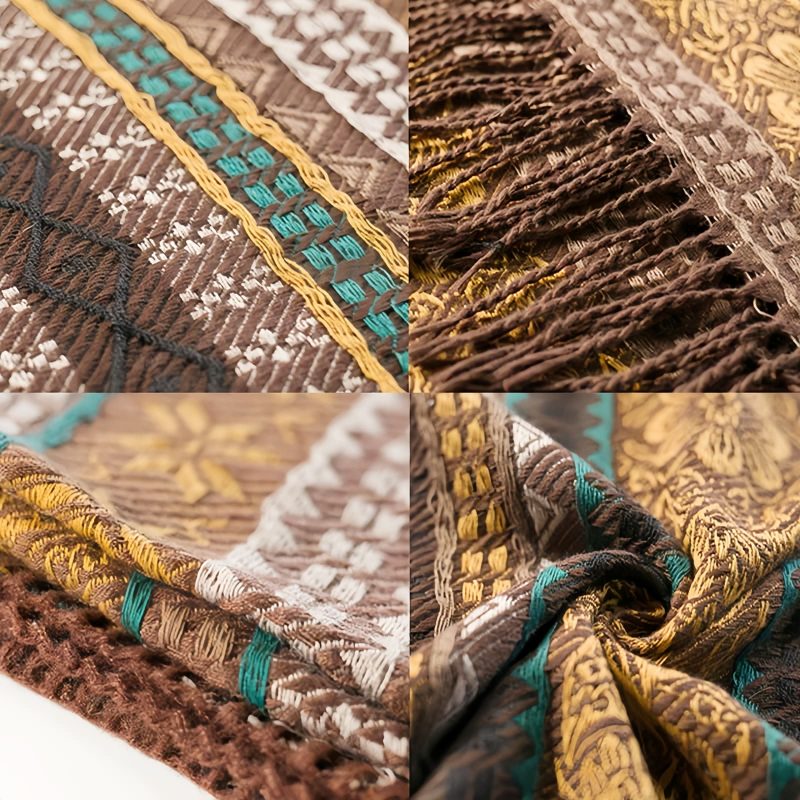Tibetan Geometric Tassel Shawl Tibetan Geometric Tassel Shawl