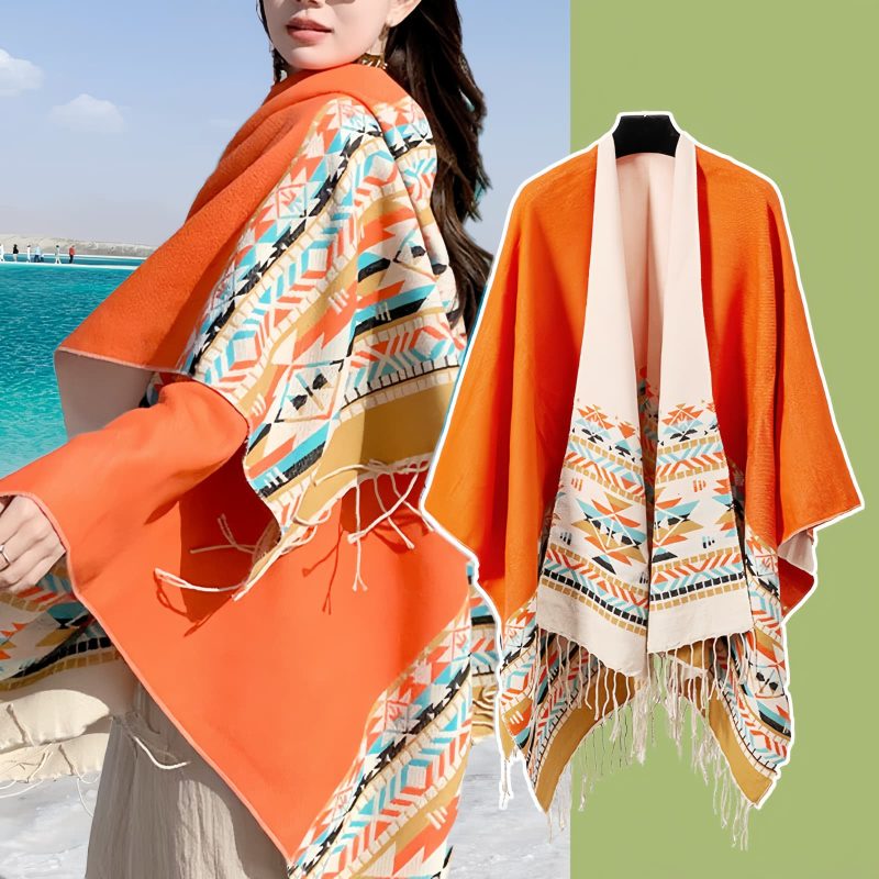 Tibetan Geometric Tassel Shawl Tibetan Geometric Tassel Shawl
