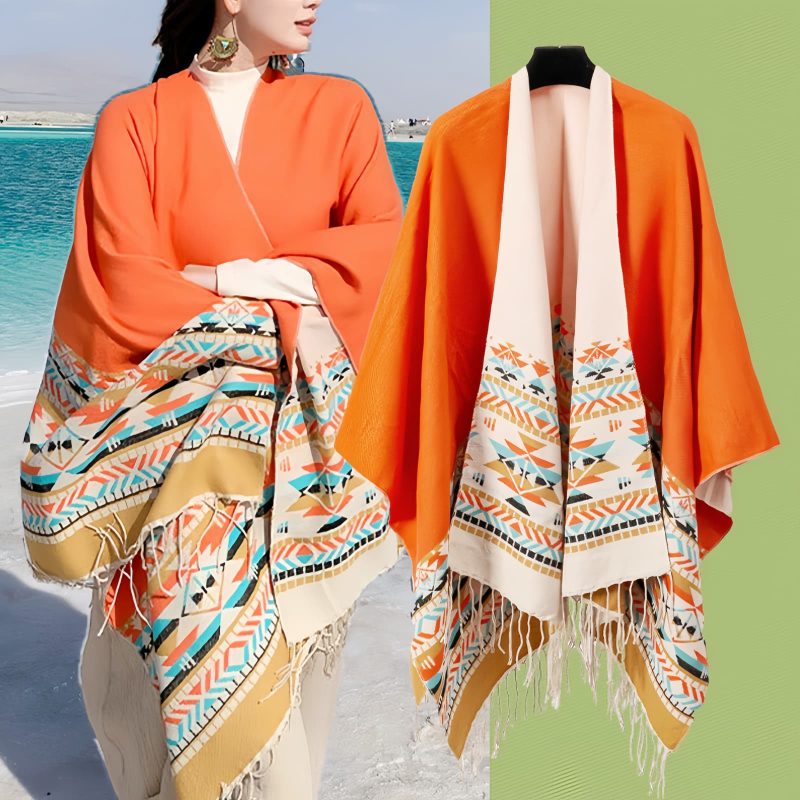Tibetan Geometric Tassel Shawl Tibetan Geometric Tassel Shawl