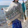 Tibetan Geometric Tassel Shawl Tibetan Geometric Tassel Shawl
