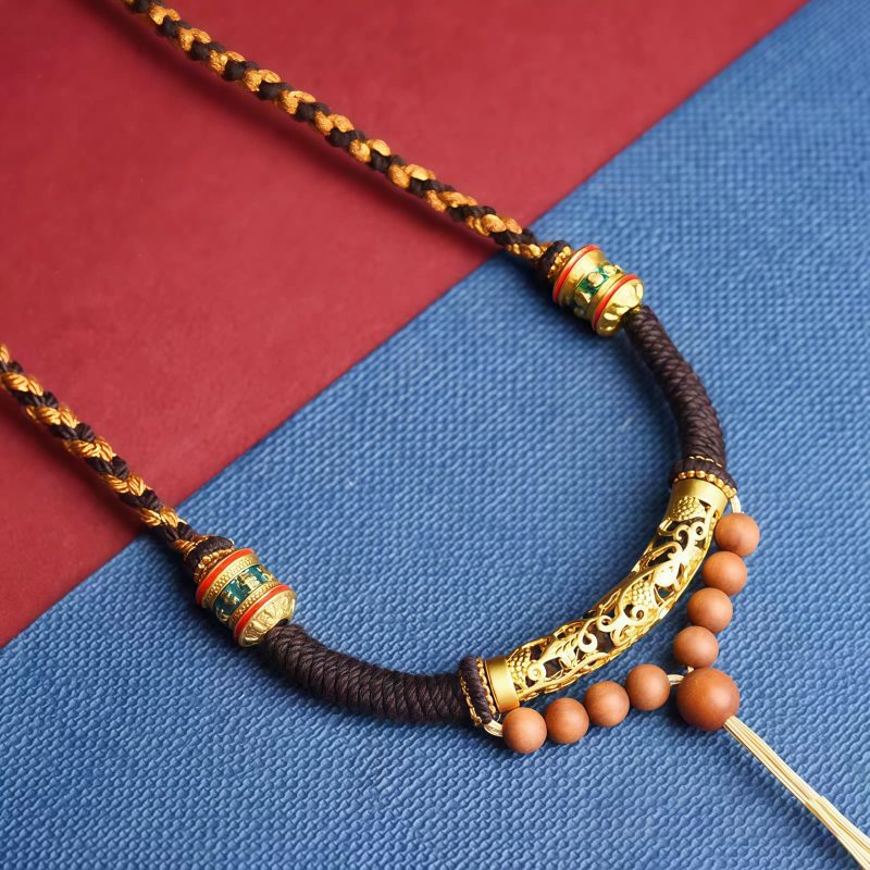 Tibetan King Kong Knot Om Mani Padme Hum Prayer Wheel Necklace Tibetan King Kong Knot Om Mani Padme Hum Prayer Wheel Necklace