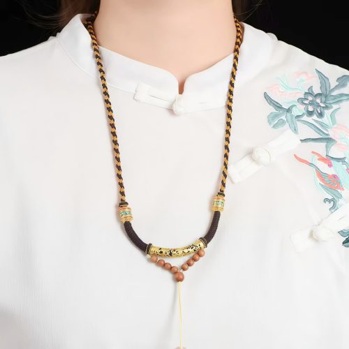 Tibetan King Kong Knot Om Mani Padme Hum Prayer Wheel Necklace
