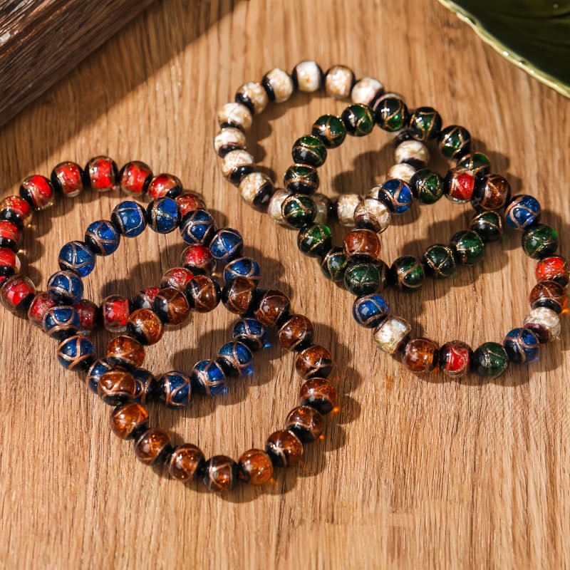 Pulsera Tibetana de Cristal Liuli para la Prosperidad y la Suerte Tibetan Liuli Glass Luck Wealth Bracelet