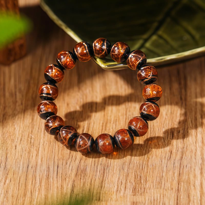 Pulsera Tibetana de Cristal Liuli para la Prosperidad y la Suerte Tibetan Liuli Glass Luck Wealth Bracelet