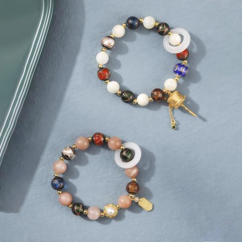 Tibetan Liuli Glass Om Mani Padme Hum Prayer Wheel Bracelet