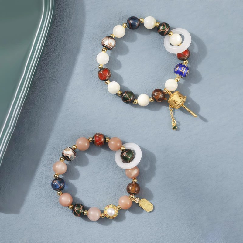 Tibetan Liuli Glass Om Mani Padme Hum Prayer Wheel Bracelet Tibetan Liuli Glass Om Mani Padme Hum Prayer Wheel Bracelet