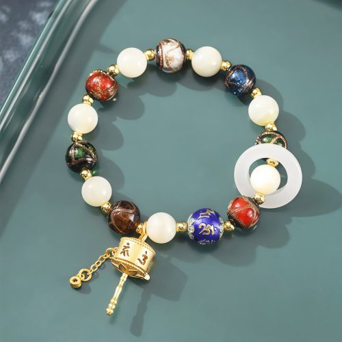 Tibetan Liuli Glass Om Mani Padme Hum Prayer Wheel Bracelet Tibetan Liuli Glass Om Mani Padme Hum Prayer Wheel Bracelet
