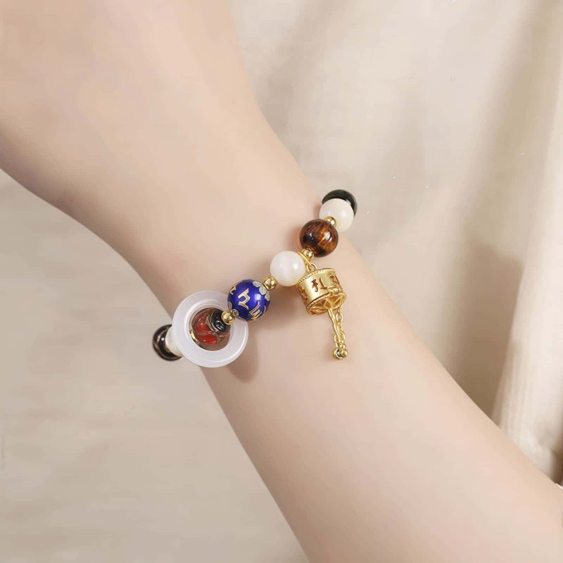 Tibetan Liuli Glass Om Mani Padme Hum Prayer Wheel Bracelet Tibetan Liuli Glass Om Mani Padme Hum Prayer Wheel Bracelet