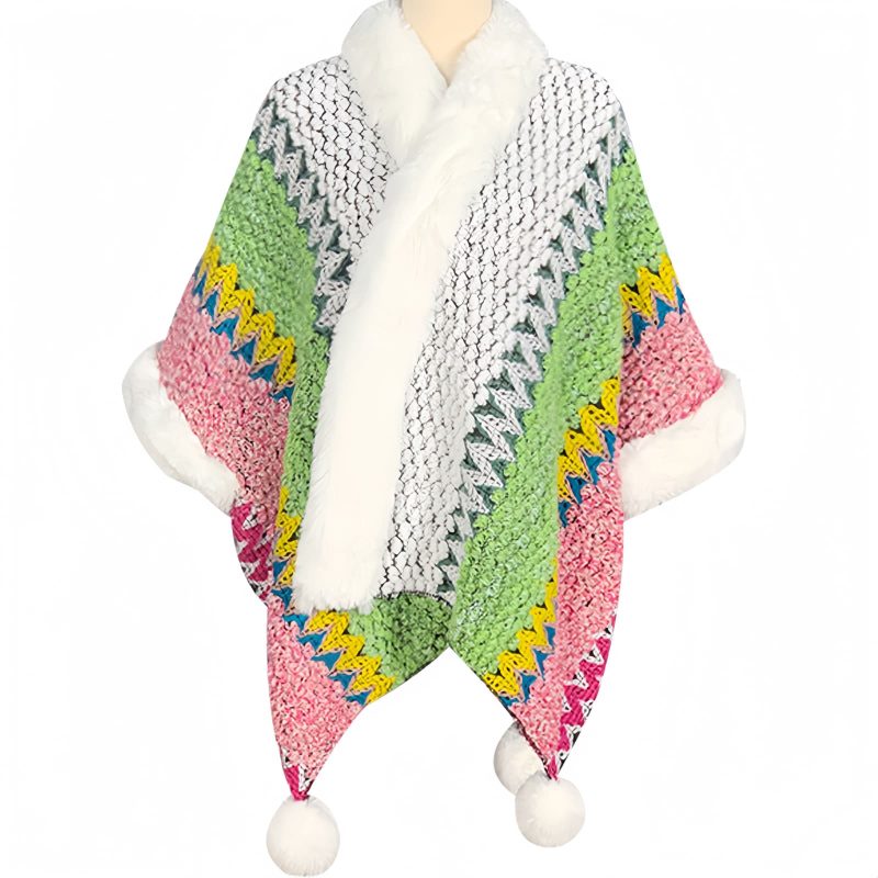 Tibetischer Streifenschal in Multicolor Tibetan Multicolored Striped Shawl