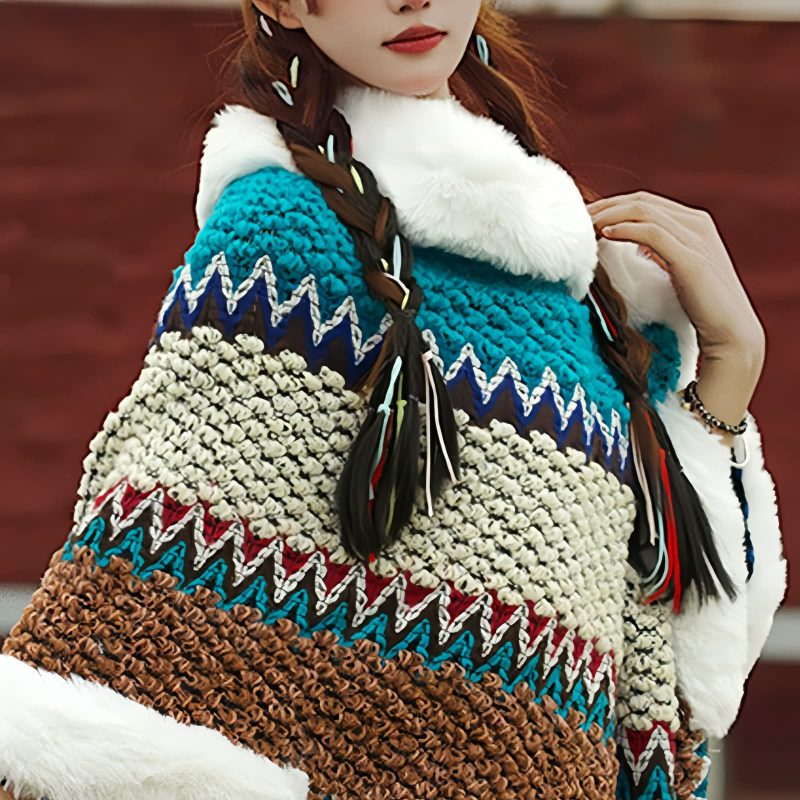Tibetischer Streifenschal in Multicolor Tibetan Multicolored Striped Shawl