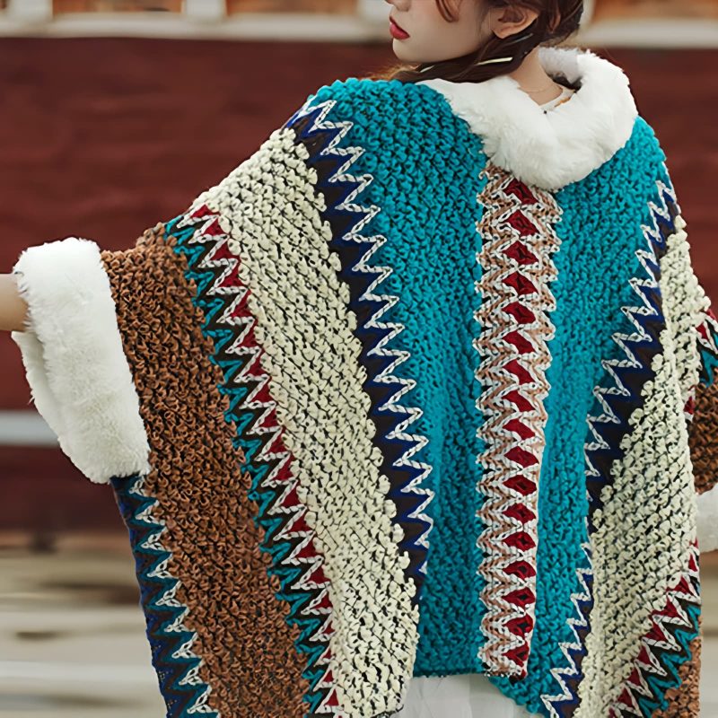 Tibetischer Streifenschal in Multicolor Tibetan Multicolored Striped Shawl