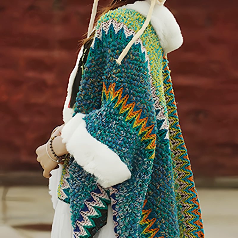 Tibetischer Streifenschal in Multicolor Tibetan Multicolored Striped Shawl