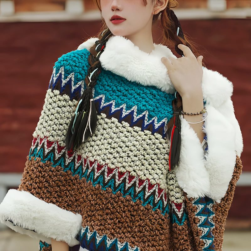 Tibetischer Streifenschal in Multicolor Tibetan Multicolored Striped Shawl