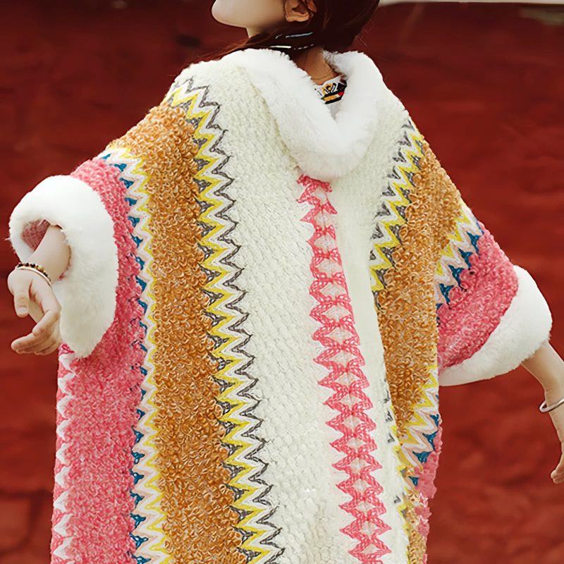 Tibetischer Streifenschal in Multicolor Tibetan Multicolored Striped Shawl