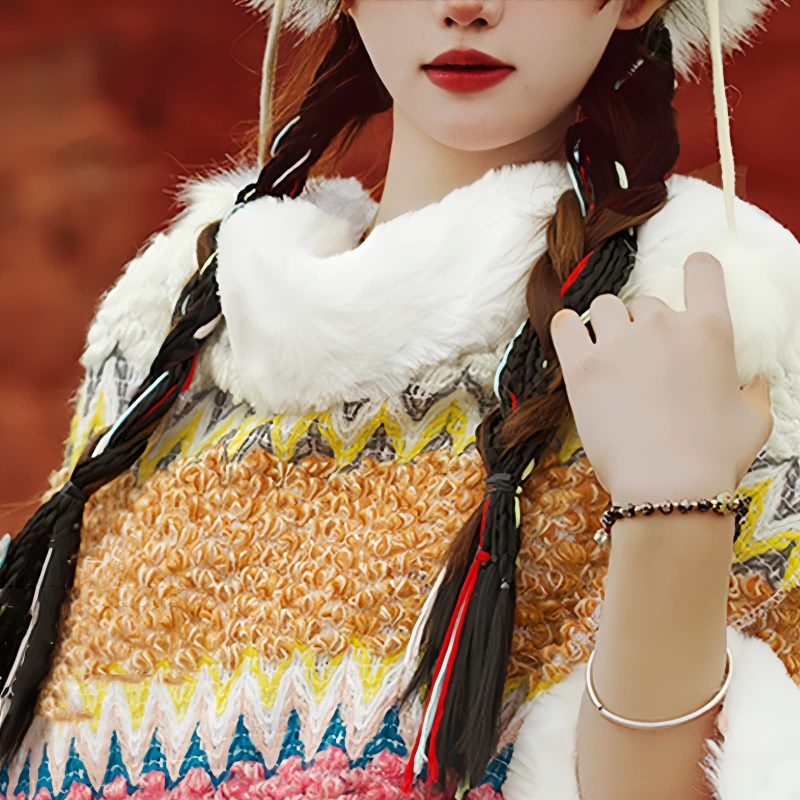 Tibetischer Streifenschal in Multicolor Tibetan Multicolored Striped Shawl