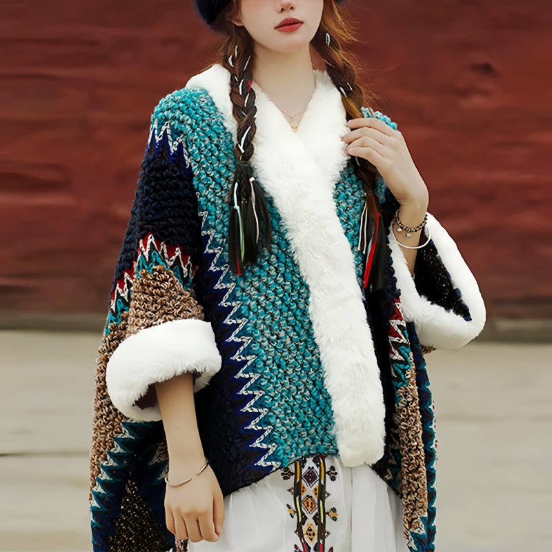 Tibetischer Streifenschal in Multicolor Tibetan Multicolored Striped Shawl